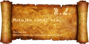 Matejko Letícia névjegykártya